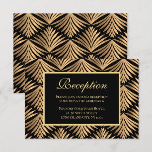 Invitation Réception de mariage Retro Gold Black Art Déco Gat