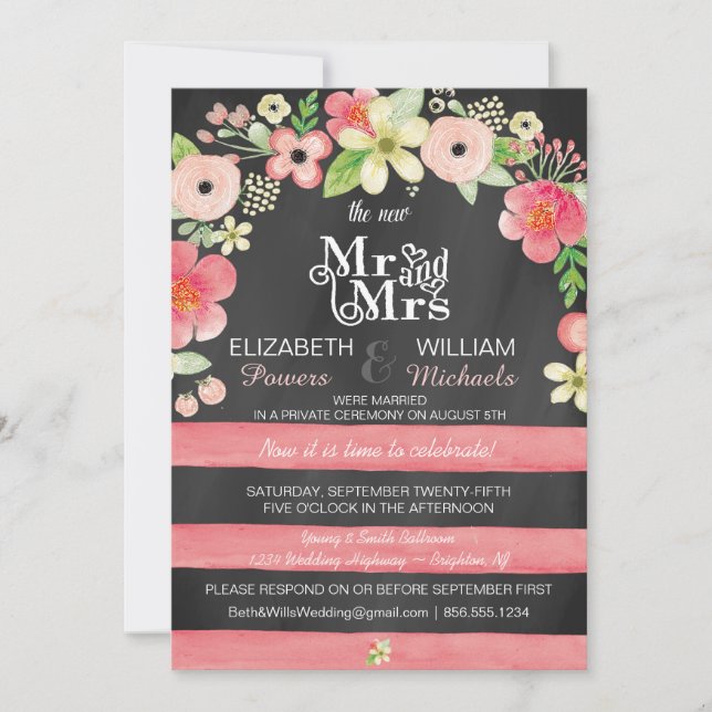 Invitation Réception de mariage romantique à la suite d'un ma (Devant)
