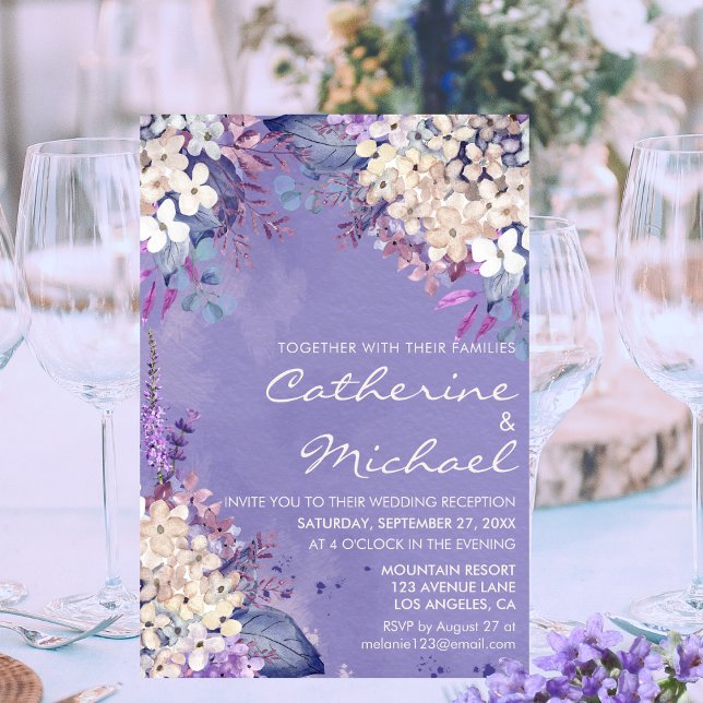 Invitation Réception de mariage romantique florale lavande de (Créateur téléchargé)