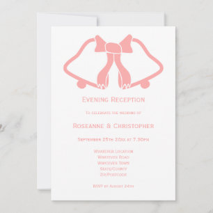 Invitation Réception de mariage rose cloches Ruban