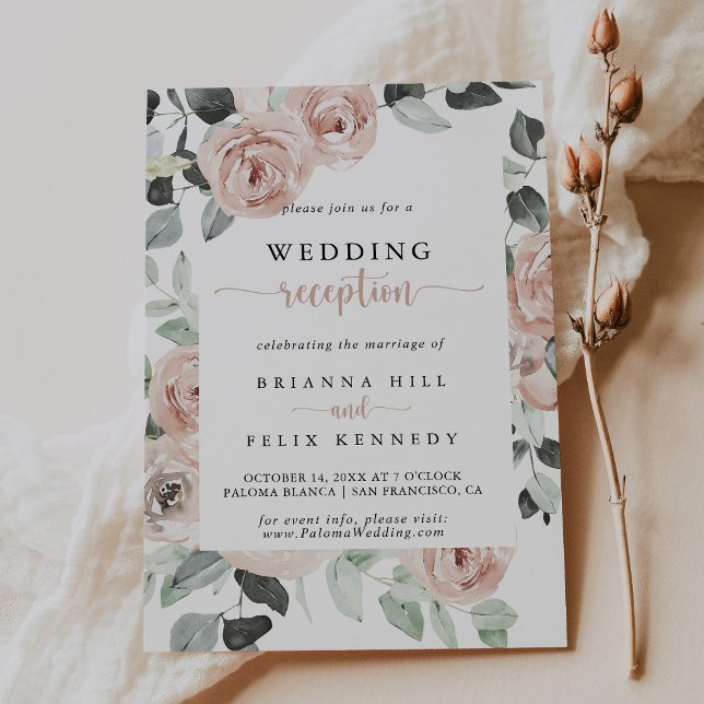 Invitation Réception de mariage Rose Géométrique Classique Ro (Créateur téléchargé)