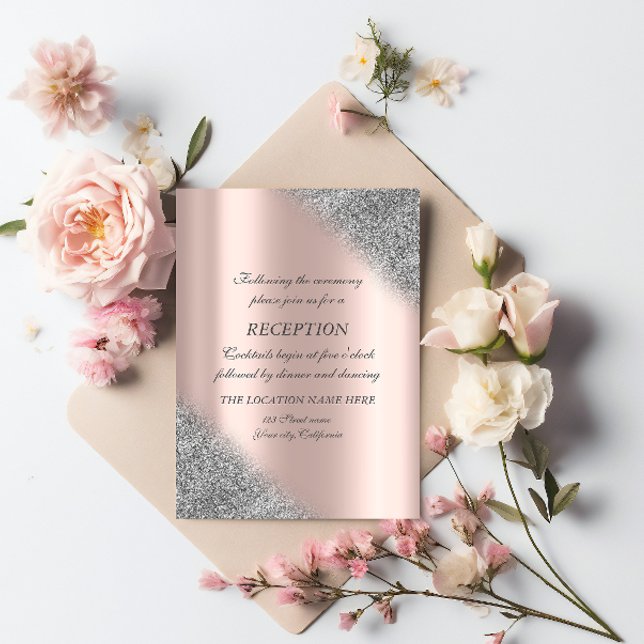 Invitation  Réception de mariage Rose Gold ombre pailleté arg (Créateur téléchargé)