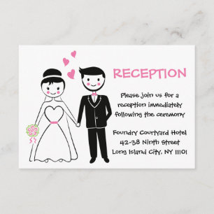 Invitation Réception De Mariage Rose - Mariée Et Salle De Car