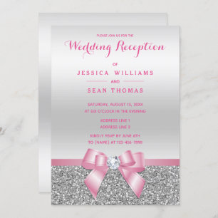 Invitation Réception de mariage rose romantique de parties