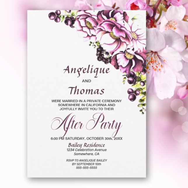Invitation Réception de mariage rose rustique (Créateur téléchargé)
