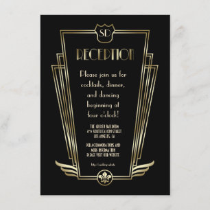 Invitation Réception de mariage Royal Gold Art Déco Monogramm