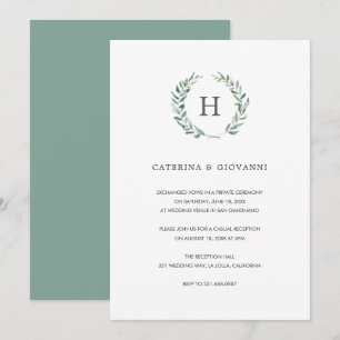 Invitation Réception de mariage rustique avec monogramme de s