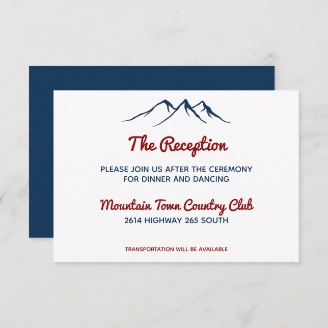 Invitation Réception de mariage rustique bleu montagne cerf c (Devant / Derrière)