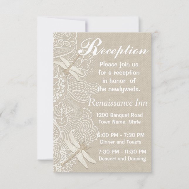Invitation Réception de mariage rustique Burlap and Lace (Devant)