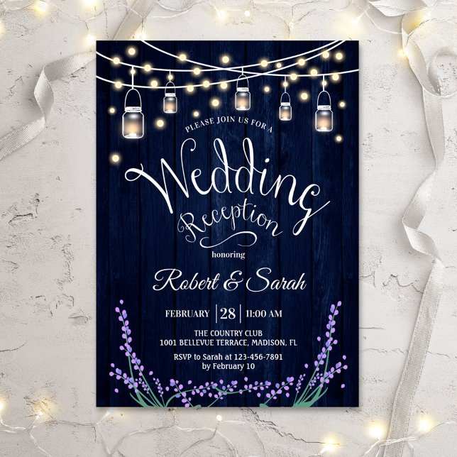 Invitation Réception de mariage rustique - Lavande de bois bl (Créateur téléchargé)