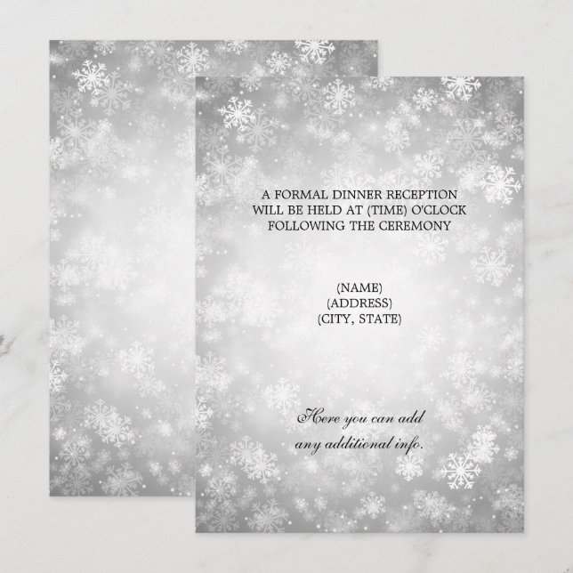 Invitation Réception de mariage Silver Winter Wonderland (Devant / Derrière)