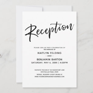 Invitation Réception de Mariage Simple avec Écriture Manuscri