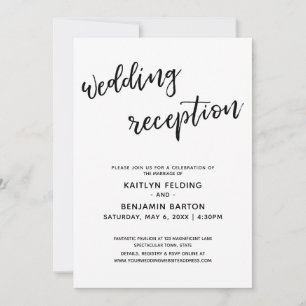 Invitation Réception de Mariage Simple avec Écriture Manuscri