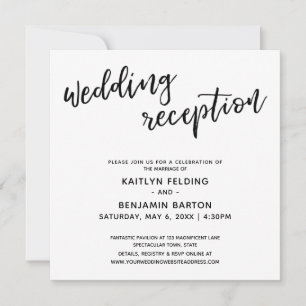 Invitation Réception de Mariage Simple avec Écriture Manuscri