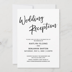 Invitation Réception de Mariage Simple Écriture Manuscrite Mo