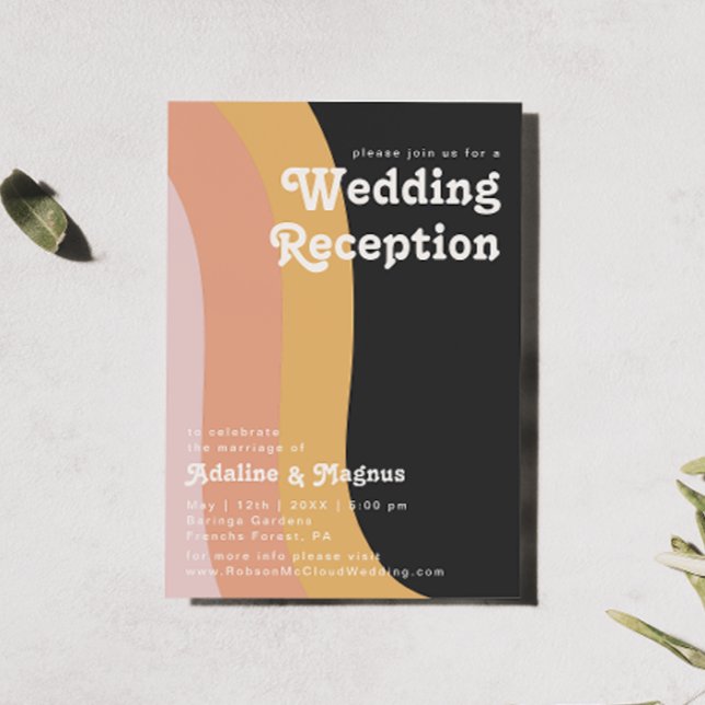 Invitation Réception de mariage sombre et moderne Retro 70's  (Créateur téléchargé)