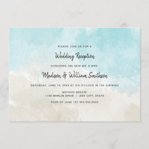Invitation Réception de mariage sur la plage à l'aquarelle un