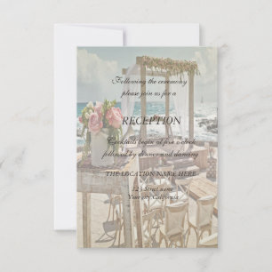 Invitation Réception de mariage sur la plage avec arche rétro