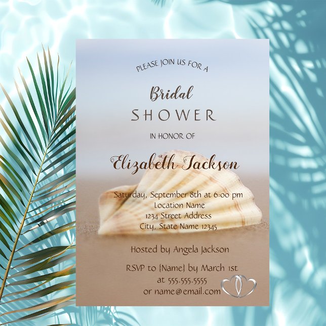Invitation Réception de mariage sur la plage, Coquillages et  (Créateur téléchargé)