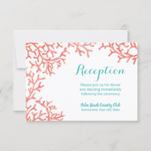 Invitation Réception de mariage sur la plage de récif coralli