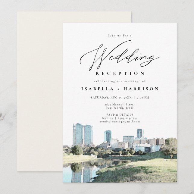 Invitation Réception de mariage sur la skyline de Fort Worth  (Devant / Derrière)