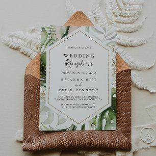 Invitation Réception de mariage tropical avec feuillage géomé