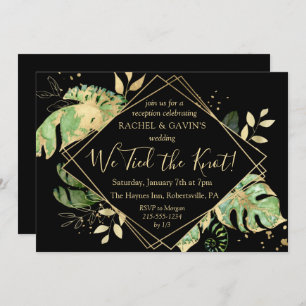 Invitation Réception de mariage Tropical Black & Gold Elopeme