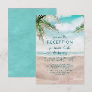 Invitation Réception de mariage tropical sur la plage Island 