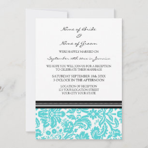 Invitation Réception De Mariage Uniquement Aqua Black Damask