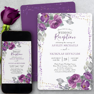 Invitation Réception de mariage uniquement Fleurs violettes e