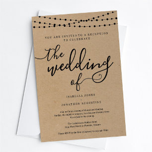 Invitation Réception de mariage uniquement Papier Rustique