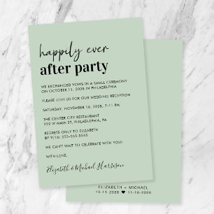 Invitation Réception De Mariage Vert De Sage Minimal Moderne
