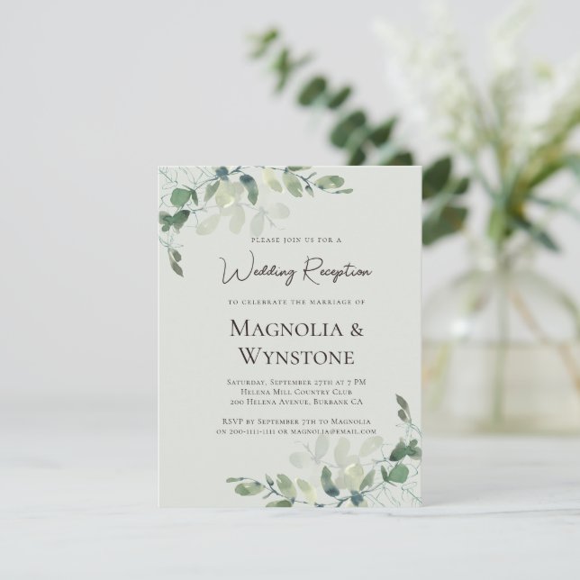 Invitation Réception De Mariage Vert Eucalyptus Sage (Debout devant)