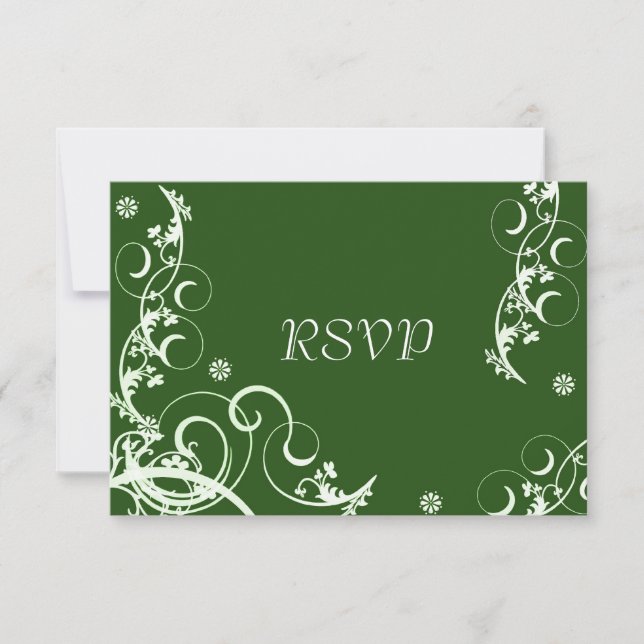 Invitation Réception de mariage verte et fleurie RSVP (Devant)