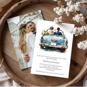 Invitation Réception de Mariage Vintage Célébration en Voitur