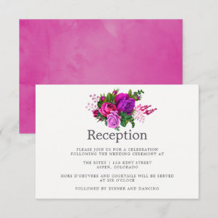 Invitation Réception de mariage vintage Fuchsia & Purple Shab