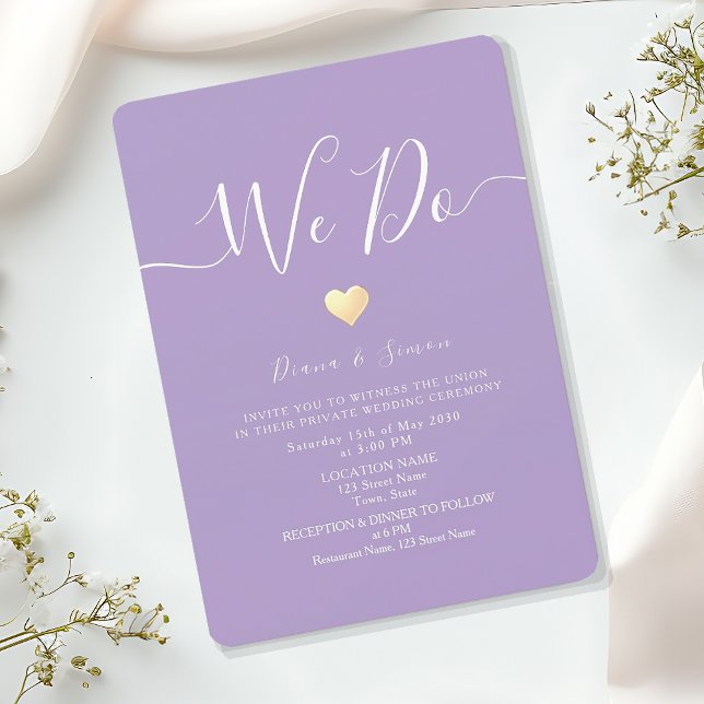 Invitation Réception de mariage violet (Créateur téléchargé)