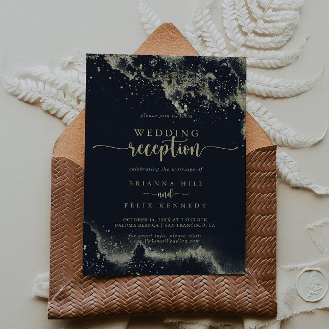 Invitation Réception de mariage Watercolor Gold Splash   (Créateur téléchargé)