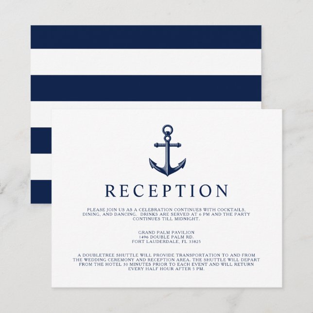 Invitation Réception de style nautique à l'ancre (Devant / Derrière)