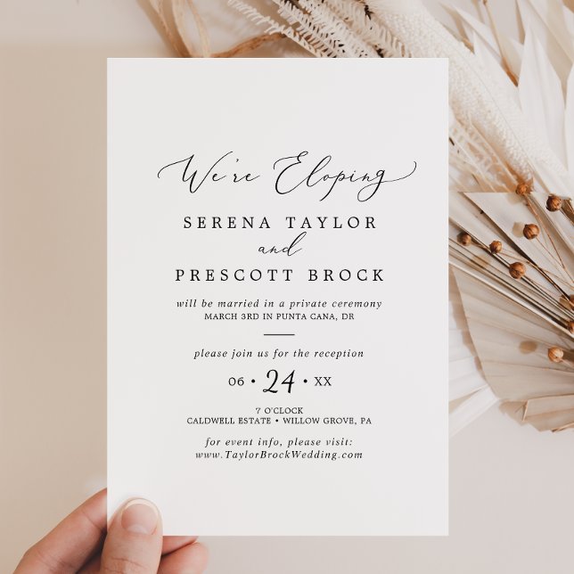 Invitation Réception Delicic Black Calligraphy Elopement (Créateur téléchargé)