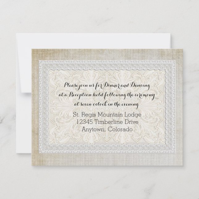 Invitation Réception dentelle rustique w linge Vintage vieill (Devant)