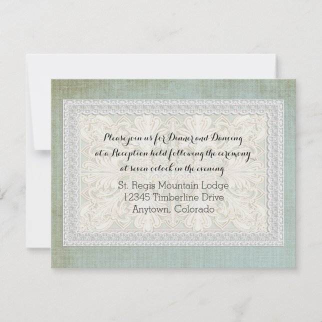 Invitation Réception dentelle rustique w linge Vintage vieill (Devant)