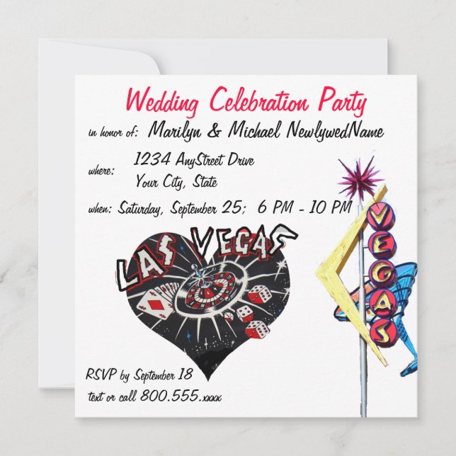 Invitation Réception des nouveaux mariés à Las Vegas (Devant)