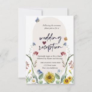 Invitation Réception des papillons de tournesol fleurs sauvag