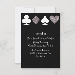 Invitation Réception Destin Vegas Faux Paillettes Argentées