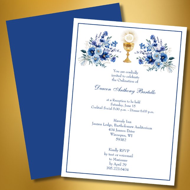 Invitation Réception d'Ordination du prêtre de diacre Floral (Créateur téléchargé)