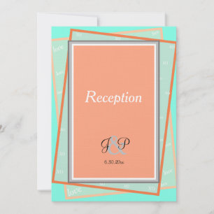 Invitation Réception du monogramme géométrique bleu Cantaloue