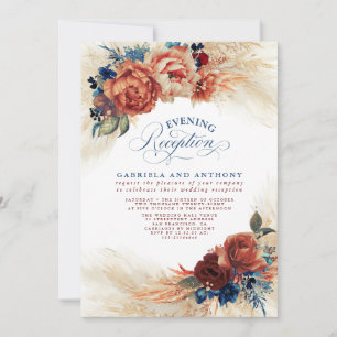 Invitation Réception du soir aux fleurs de terracotta et de b