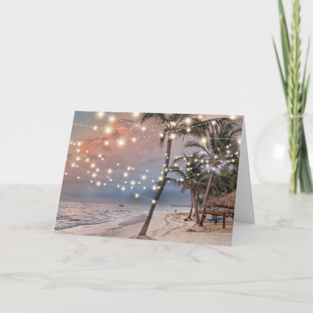 Invitation Réception du soir de mariage tropical Vintage Beac (Devant)