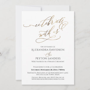 Invitation Réception Élégante "Gold Script" Célébrez avec Nou